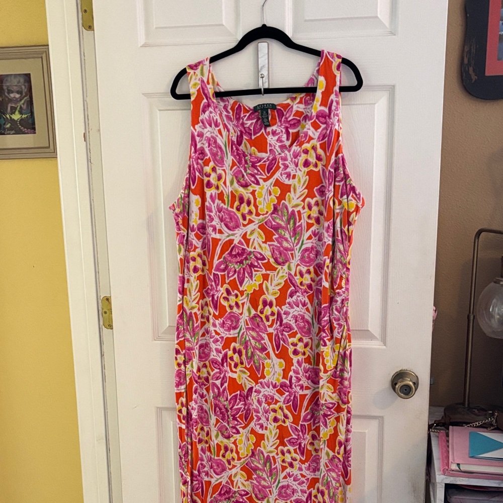 Ralph Lauren Pink and Orange Floral Dress